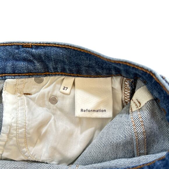 Reformation High & Skinny Denim Stretch Super Soft Jeans Medium Rhine Blue 27 - Picture 9 of 13